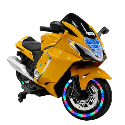 HAYABUSA 7788 -Premium Kids Electric Bike with RGB Wheel Lights & LED Headlamp – Yellow