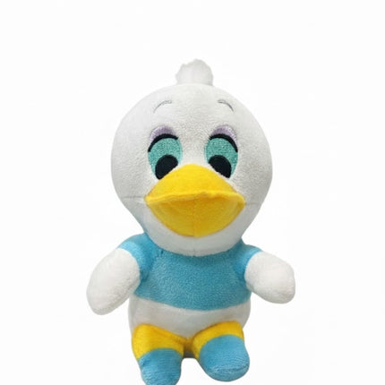 Cute White Duck Plush Toy – Blue Outfit Soft Stuffed Doll