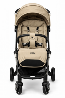 Kidilo K6 Lightweight Stainless Steel Baby Stroller – Beige Edition