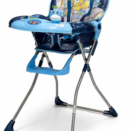 Premium Foldable Baby High Chair with Feeding Tray & Safety Belt – Blue