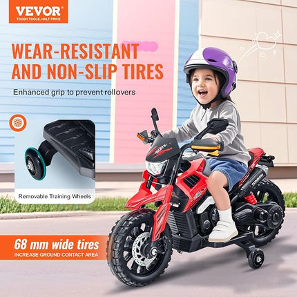 VEVOR Kids Ride On Motorcycle, 6V Battery Powered Electric Motorcycle with Speed Up to 3mph