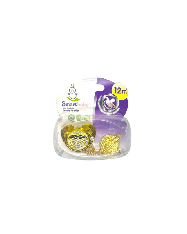 Smartbaby Golden Pacifier With Rhinestone Clip
