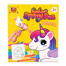 Fun Game Club Color Spray Pen Art Set – 12 Colors Air Spray Coloring Kit for Kids (Unicorn Edition) | Ages 3+