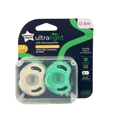 Tommee Tippee UltraLight Silicone Pacifier (0–6 Months) – 2 Pack