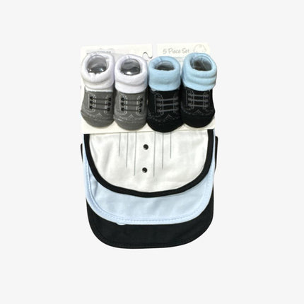 Baby Bibs And Socks Set (Blue/Black)