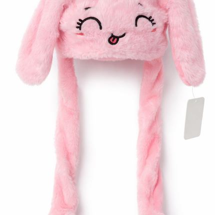 Plush Bunny Ear Muff Hat with Long Paws – Soft & Cozy Winter Accessory