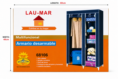 Portable Wardrobe Closet – with 5 Storage Shelves, Dustproof Clothes Organizer