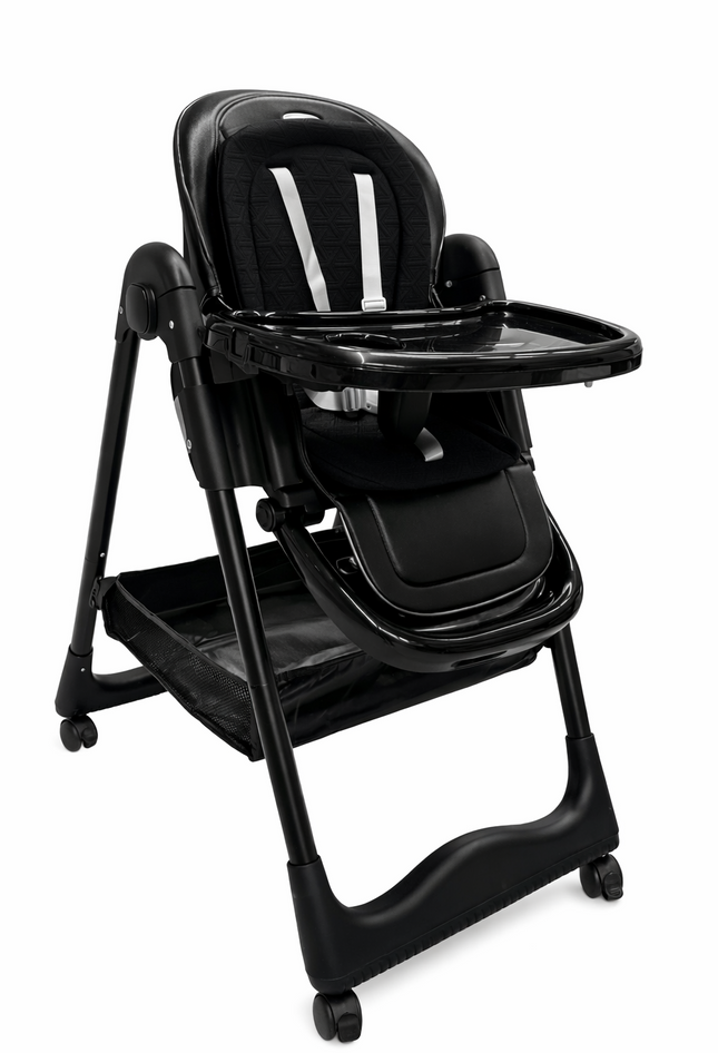 Premium 3-in-1 Convertible Baby High Chair with Adjustable Recline & Feeding Tray – Black
