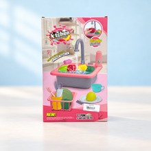 Kids Electric Kitchen Sink Dishwasher Toy Set – Real Water Circulation Play Sink