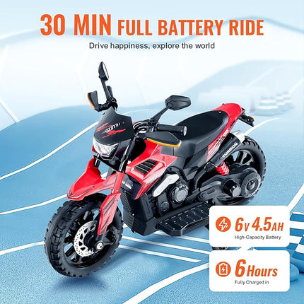 VEVOR Kids Ride On Motorcycle, 6V Battery Powered Electric Motorcycle with Speed Up to 3mph