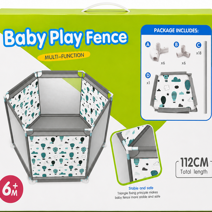 Baby Play Fence Hexagonal Safety Playpen – 112CM Multi-Function Indoor - T12892