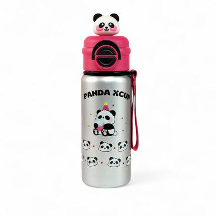Silver Pink Panda Stainless Steel Water Bottle