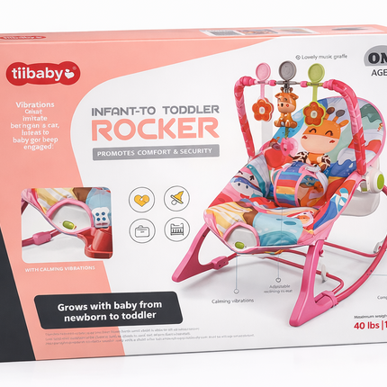 Tiibaby Infant-to-Toddler Rocker with Calming Vibrations & Toy Bar (0M+ | 18kg)