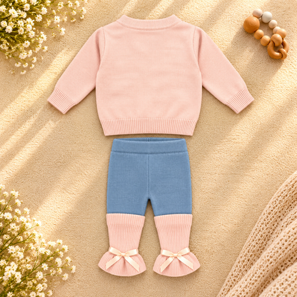 Baby Girl Knitted Cardigan & Leggings Set  G07260
