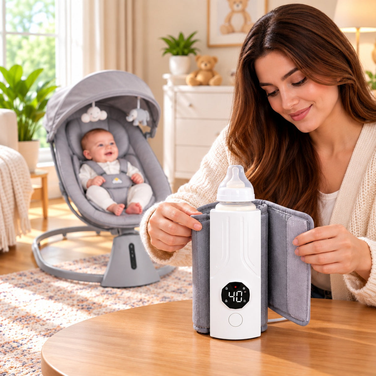 Rechargeable Portable Milk Warmer – Baby Bottle Heater with Digital Display