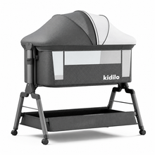 Kidilo BJJ-658P Premium Bedside Baby Crib with Mosquito Net – Grey