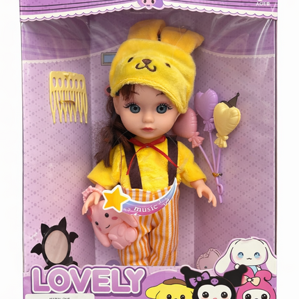 Lovely Fashion Girl Doll with Accessories (3+ Years) – Yellow Outfit with Bunny Cap
