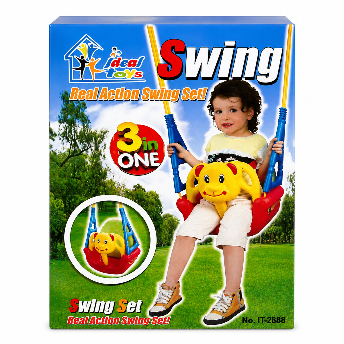 Ideal Toys 3-in-1 Kids Swing Set | Indoor & Outdoor Toddler Swing with Safety Seat
