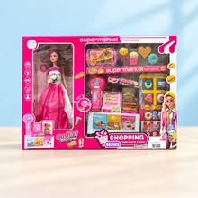 Supermarket Play House Shopping Toy Set with Doll & Cash Register – Kids Pretend Play