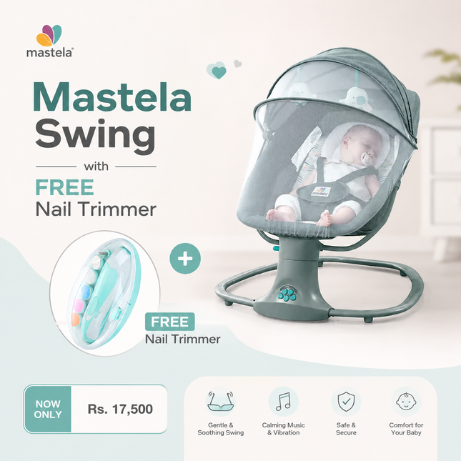 Mastela Baby Swing with FREE Nail Trimmer – Comfortable & Soothing Electric Baby Swing
