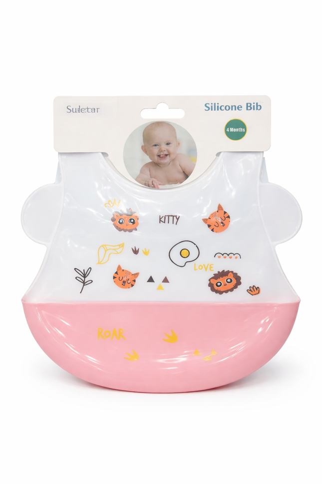 Baby Silicone Bib with Food Catcher – Waterproof Feeding Bib