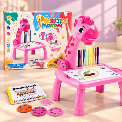 Pink Giraffe Draw & Trace Projector Table Set for Kids