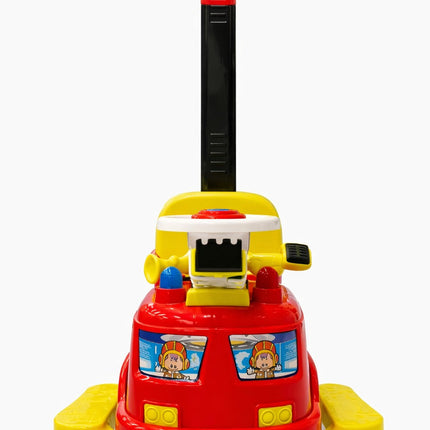 Kids Fire Truck Ride-On Push Car with Handle, Footrest & Safety Belt – Red/Yellow Toddler Push Ride
