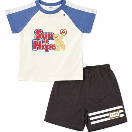 Baby Boy "Sun is Hope" Graphic Raglan T-Shirt & Striped Shorts 2-Piece Summer Set