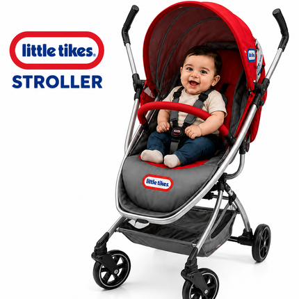Little Tikes -  Lightweight Baby Stroller with Canopy – Red & Grey