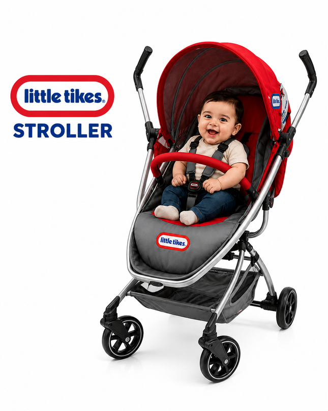 Little Tikes -  Lightweight Baby Stroller with Canopy – Red & Grey