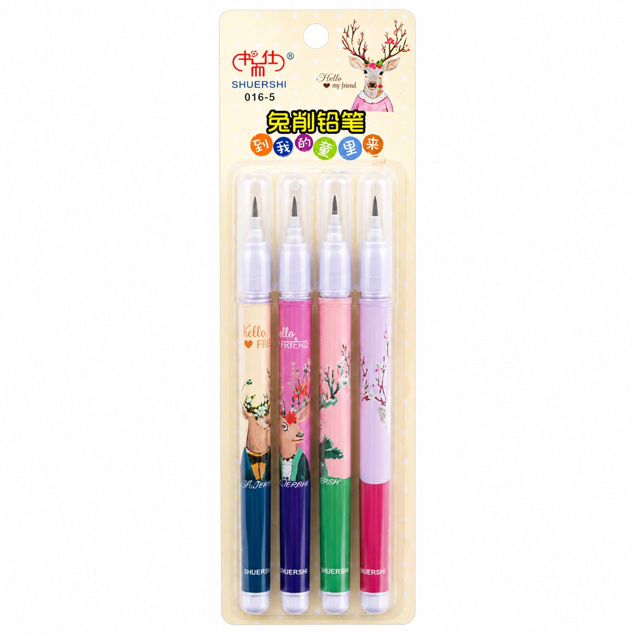 SHUERSHI 4-Piece Cute Deer Erasable Gel Pen Set