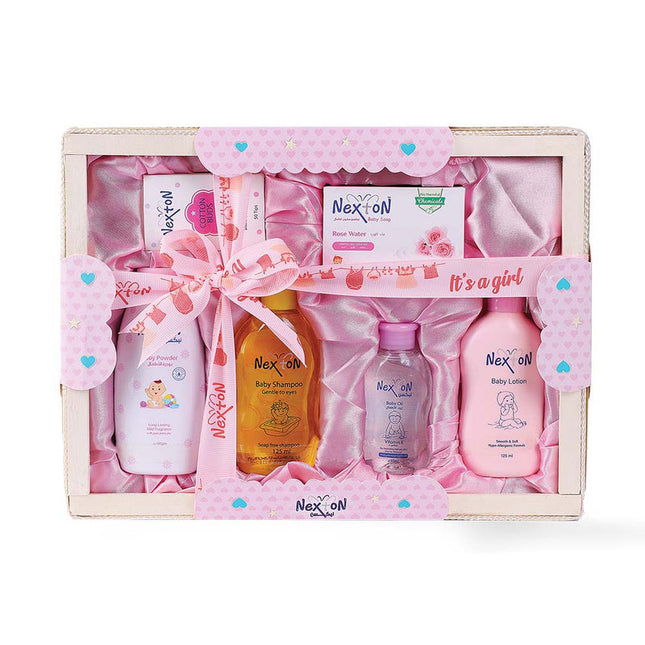 Nexton Baby Gift Set – Pink Edition (6-in-1 Newborn Care Box)
