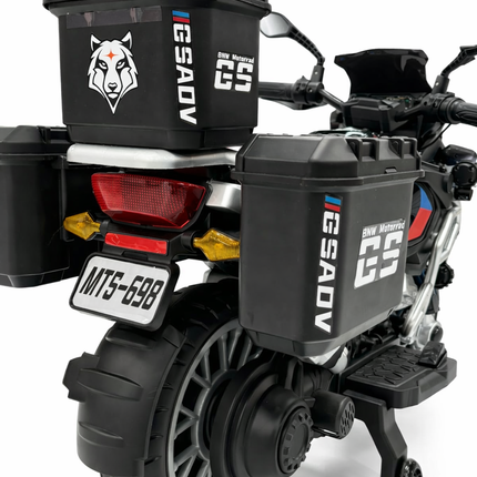 Kids Electric BIKE 698  Adventure Bike Ride-On with LED Lights & Storage Boxes