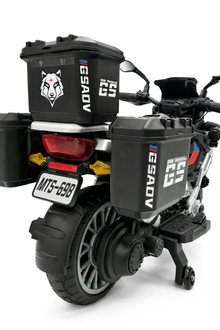 Kids Electric BIKE 698  Adventure Bike Ride-On with LED Lights & Storage Boxes