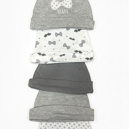 5-Piece Summer Baby Cap Set – Lightweight Cotton Newborn Beanies (Breathable & Soft)