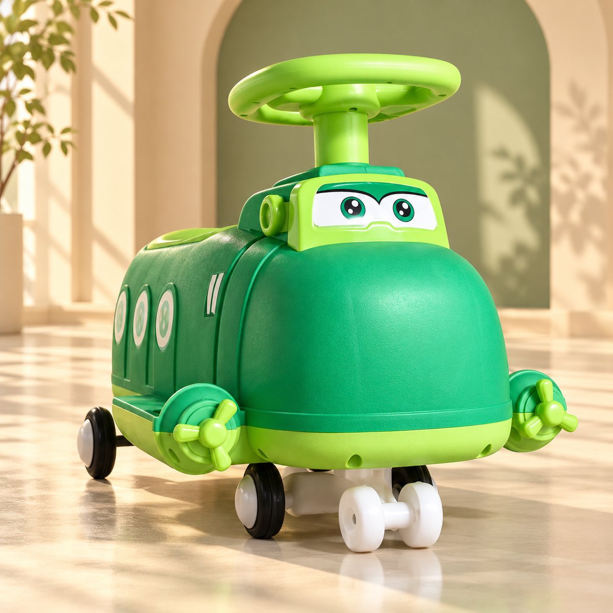 Little Explorer Green Cartoon Ride-On Car