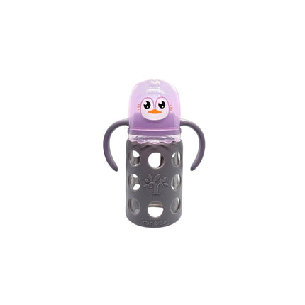 Minitree Regular Neck Feeding Glass Bottle With Handle (Purple) 4oz/120ml
