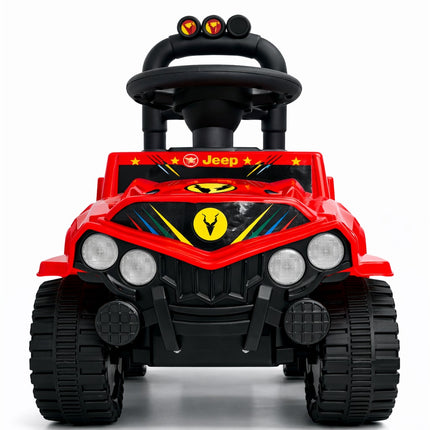 Kids Jeep Ride-On Push Car – Off-Road Style Toy Car with Steering Wheel & Big Wheels (Red/Black)