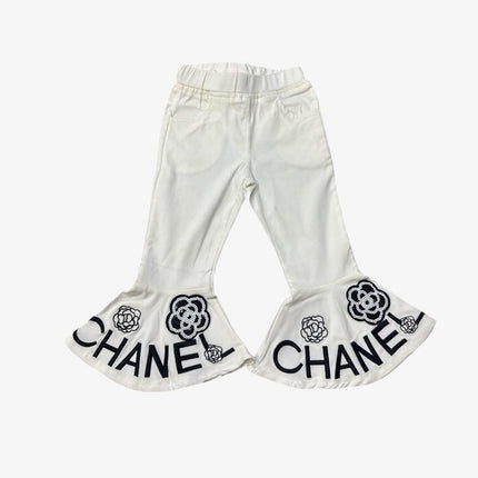 Girls Flared Pants (White)