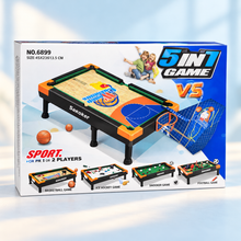 5 in 1 Mini Table Game Set – Snooker, Football, Basketball, Ice Hockey & Bowling (2 Players)