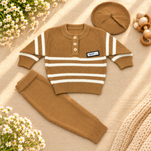 Baby Boys' 3-Piece Knitted Winter Set – Brown  K0738