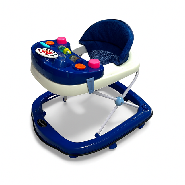 Blue Musical Baby Walker – Adjustable Activity Walker with Play Tray & Comfortable Seat 💙👶