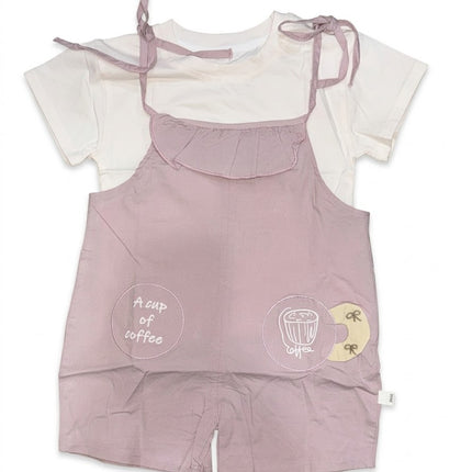 Adorable Baby Girls 2-Piece Dungaree Set