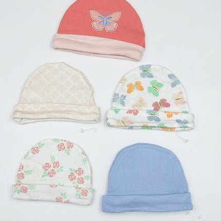 5-Piece Baby Cotton Cap Set – Duck Duck Newborn Hats (Soft & Breathable 0–9 Months)