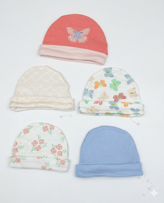 5-Piece Baby Cotton Cap Set – Duck Duck Newborn Hats (Soft & Breathable 0–9 Months)