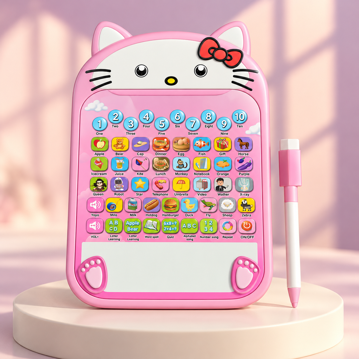 Pink Kitty Sound Learning Sketchpad with Stylus for Kids