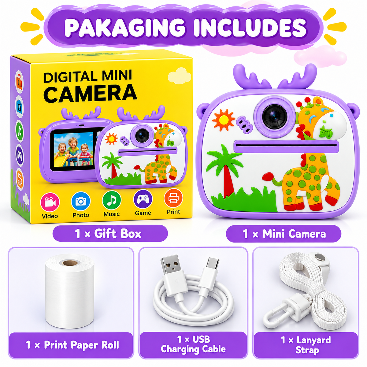 Kids Digital Mini Instant Print Camera