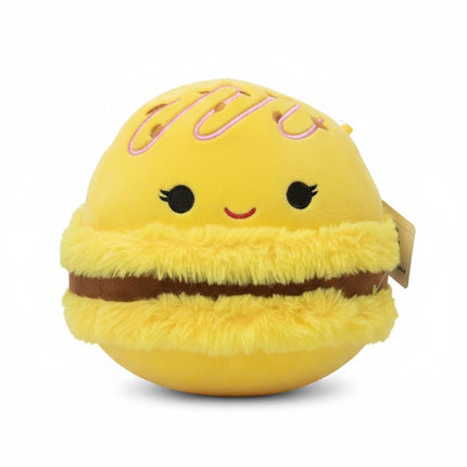 Cute Yellow Macaron Plush Toy – Smiley Soft Stuffed Cushion