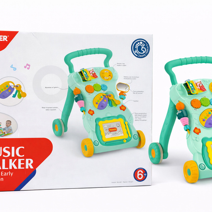 Huanger Musical Baby Walker with Activity Panel – Early Learning Walker (6M+) – Green Edition