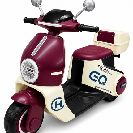 Kids Electric Ride-On Scooter with Storage Box – Battery Powered Vespa Style Bike